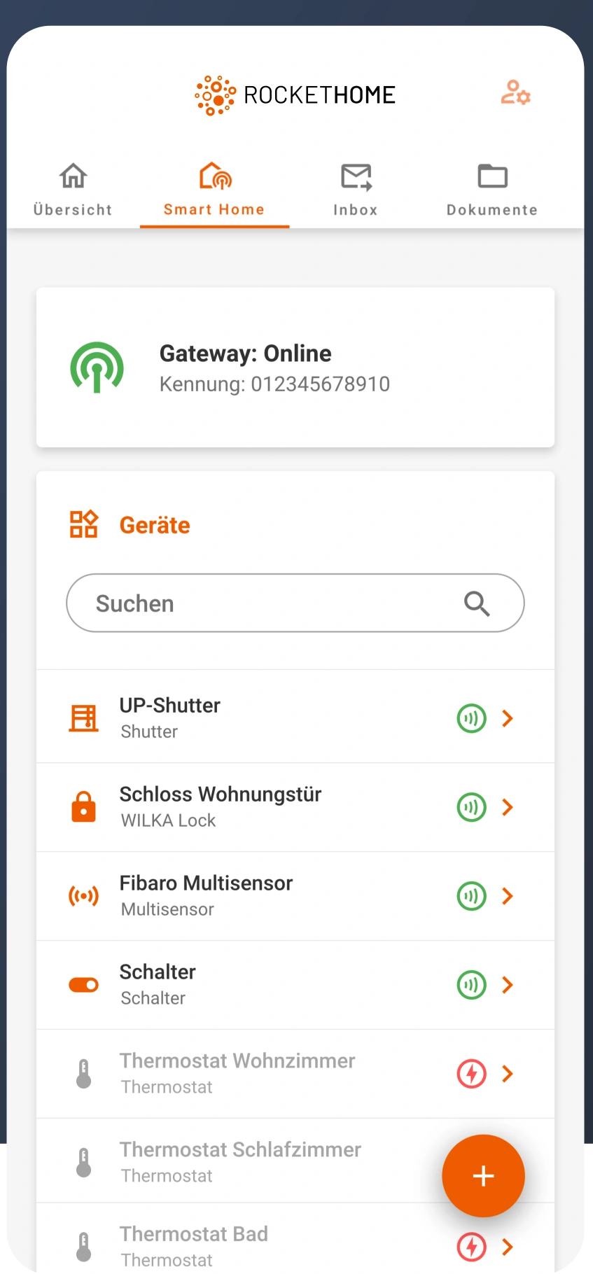 Original ROCKETHOME App – Geräte